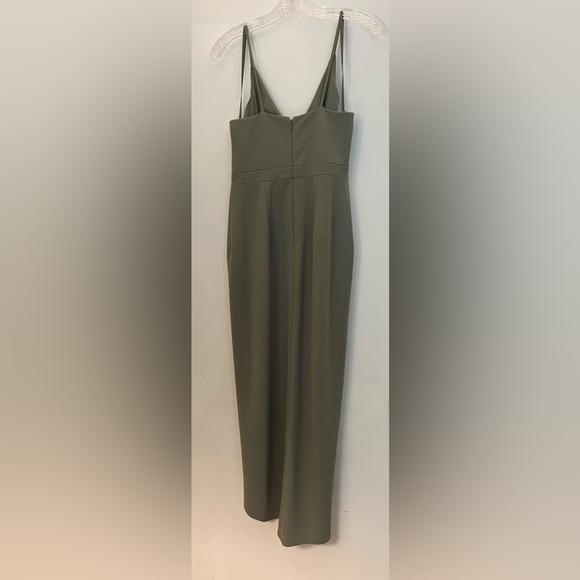 Anthropologie BHLDN moss/sage color Lyra V-Neck Faux-wrap Crepe Midi Dress - Picture 5 of 5